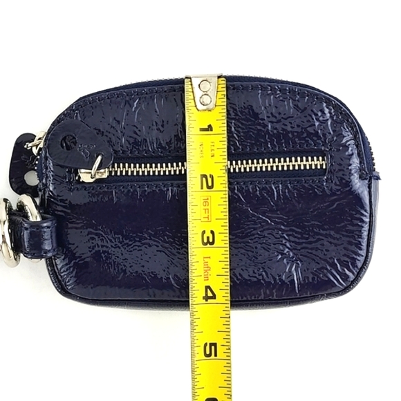 American Eagle Outfitters AEO Patent Navy Blue Lrg Zipper Clutch Wristlet Wallet - Picture 12 of 13